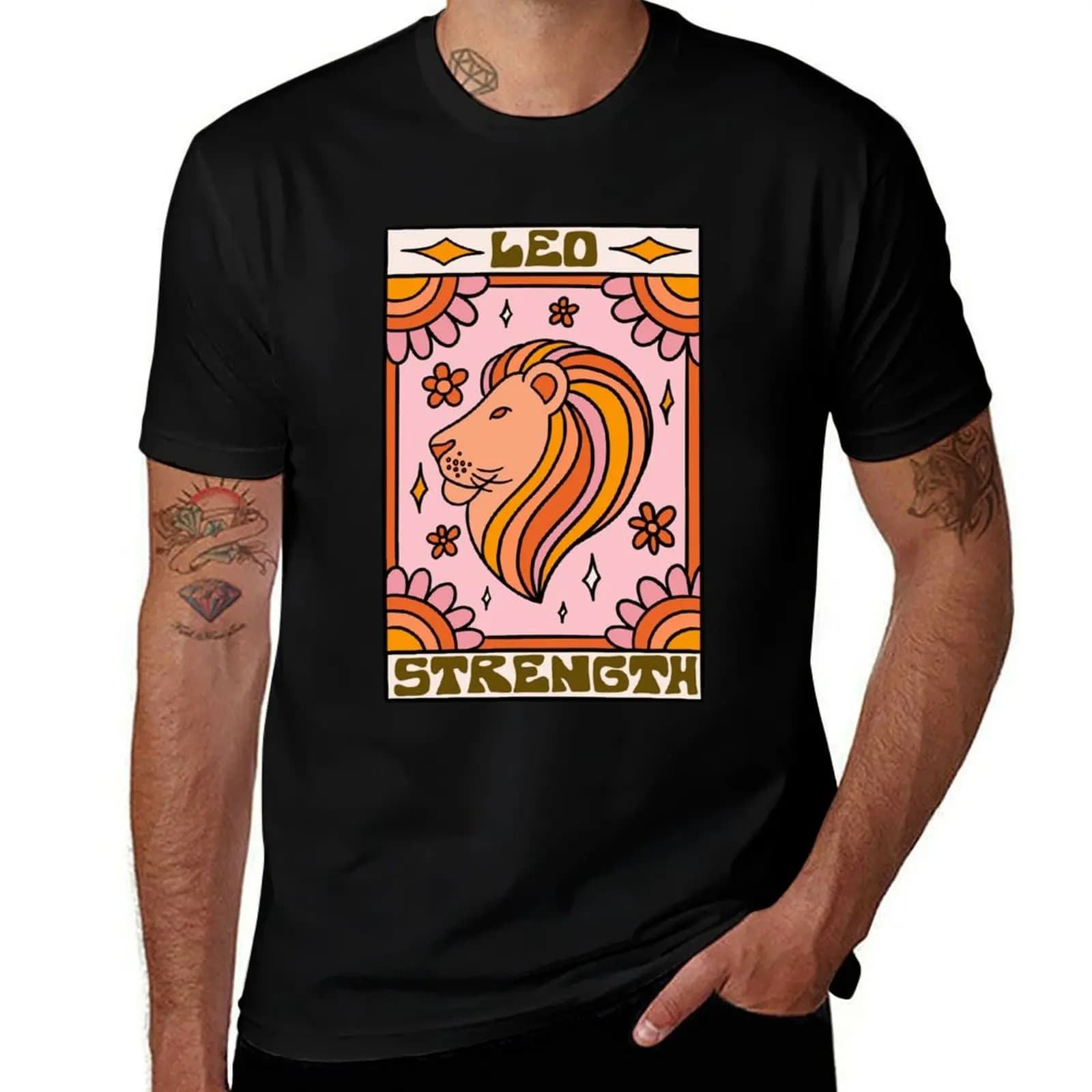 Leo Tarot Card T-Shirt Work Duty Casual T-Shirt