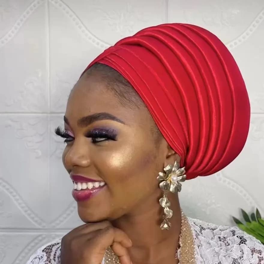 Auto Gele da donna africana Copricapo Nigeria Lady Pieghettato Avvolge la testa Foulard musulmano Cofano Turbante Mujer