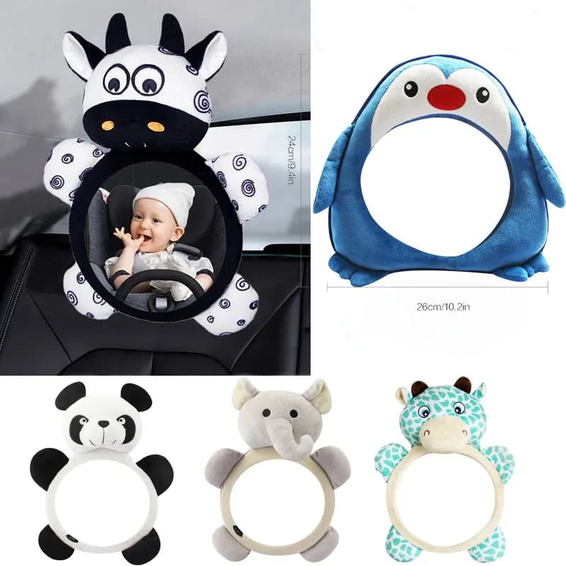 Specchio per sedile posteriore con vista bianca nera Specchio per auto per bambini Sedile di sicurezza Poggiatesta Specchietto retrovisore per bambini volto verso l'interno dell'auto per bambini