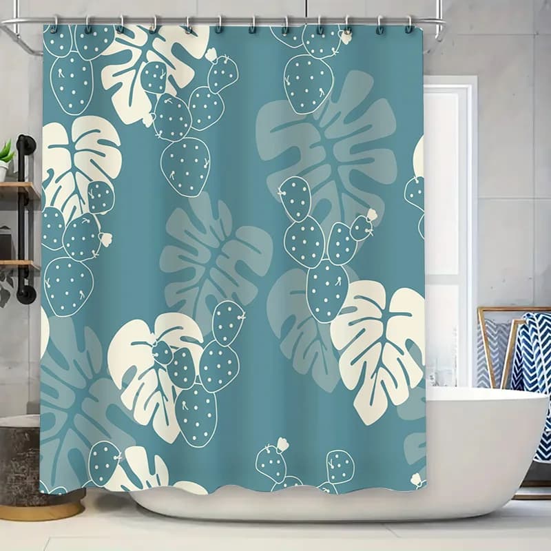 Tenda da doccia con motivo cactus blu Accessori per l'arredamento del bagno Tessuto impermeabile Stile shabby chic per la decorazione domestica in vari