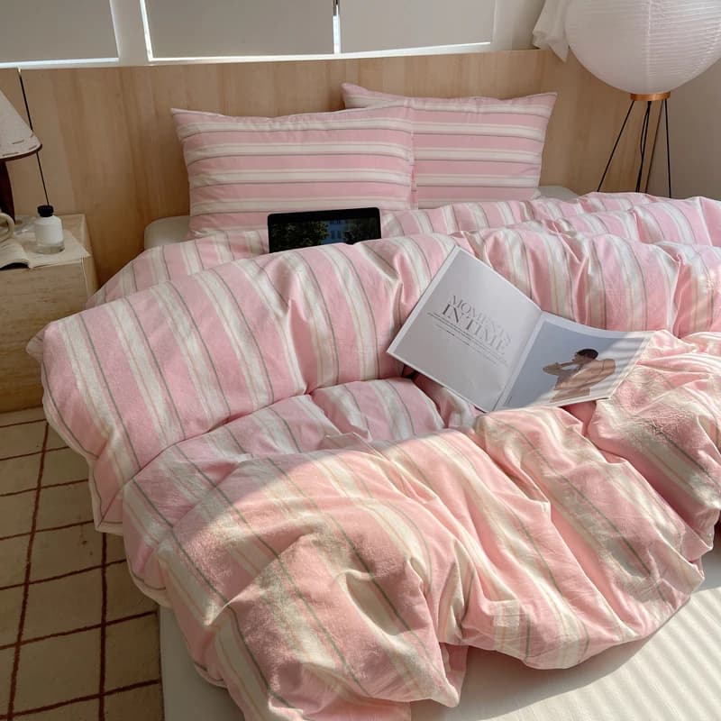 100% Cotton Soft Bedding Set Stripe Printing Duvet Cover With Pillow Case Bedclothes Bedspread Pillowcases Comforter Sets