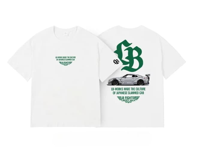 LBWK Tokyo JDM Modified Car Culture Men and Women Couple American Retro Street Short-Sleeved T-Shirt