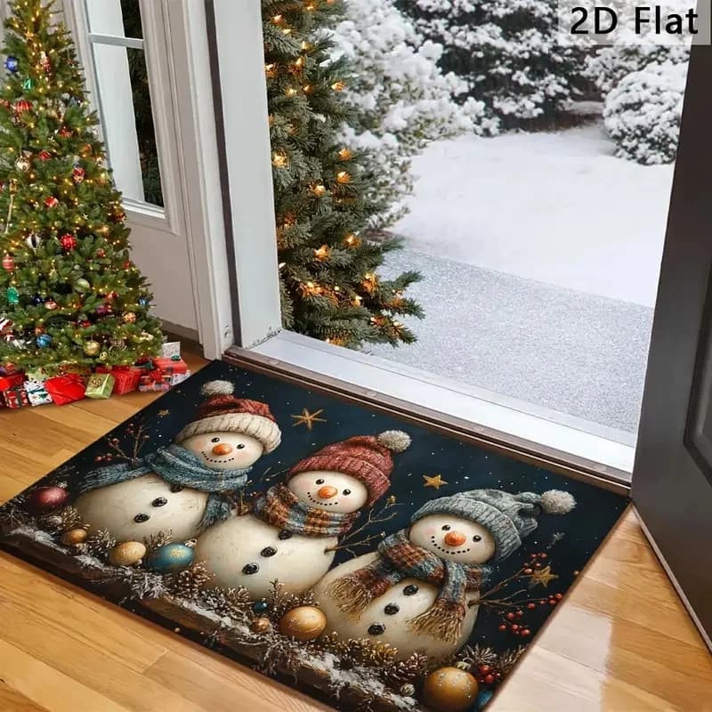 1pc Tre zerbino di Babbo Natale Pupazzo di neve Tappetino da soggiorno Tappeto per camera da letto Tappetino di benvenuto Tappeto da esterno Tappeto natalizio