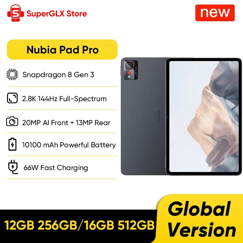 Nubia Pad Pro Versione globale Tablet WiFi Snapdragon 8 Gen 3 10.9 ''2.8K 144Hz LCD 10100mAh 66W Ricarica rapida Bluetooth 5.3