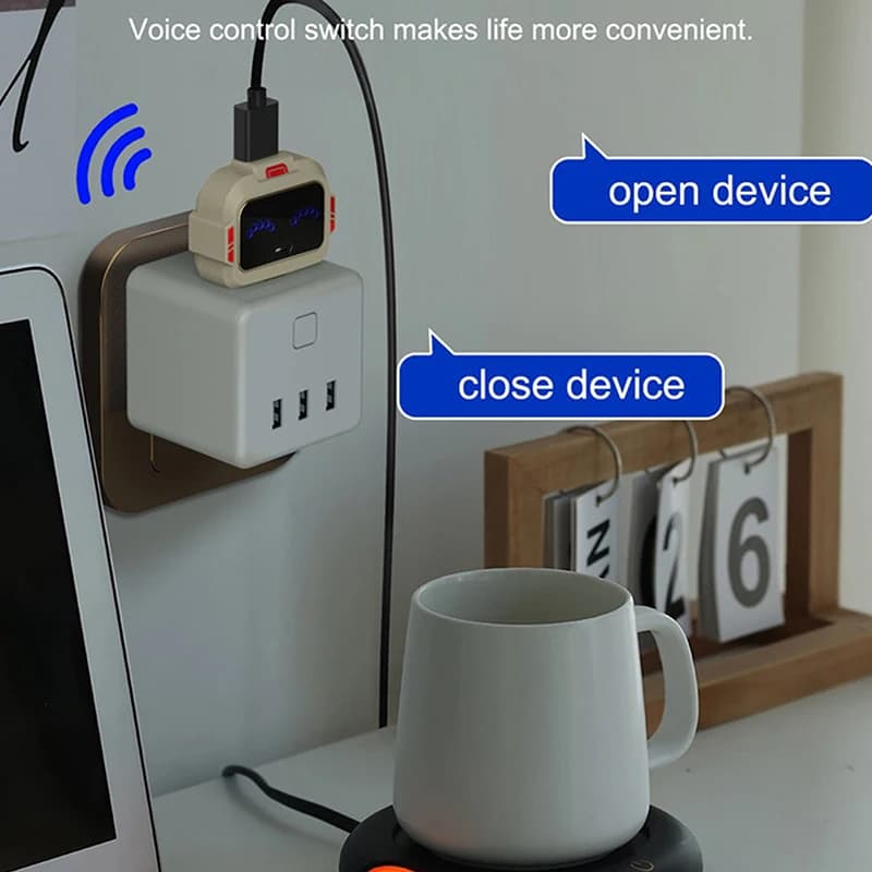 Interruttore USB intelligente con attivazione vocale in inglese per dispositivi USB da 5 V, ventole, luci, regolazione della luminosità e della velocità, non necessita di controllo manuale