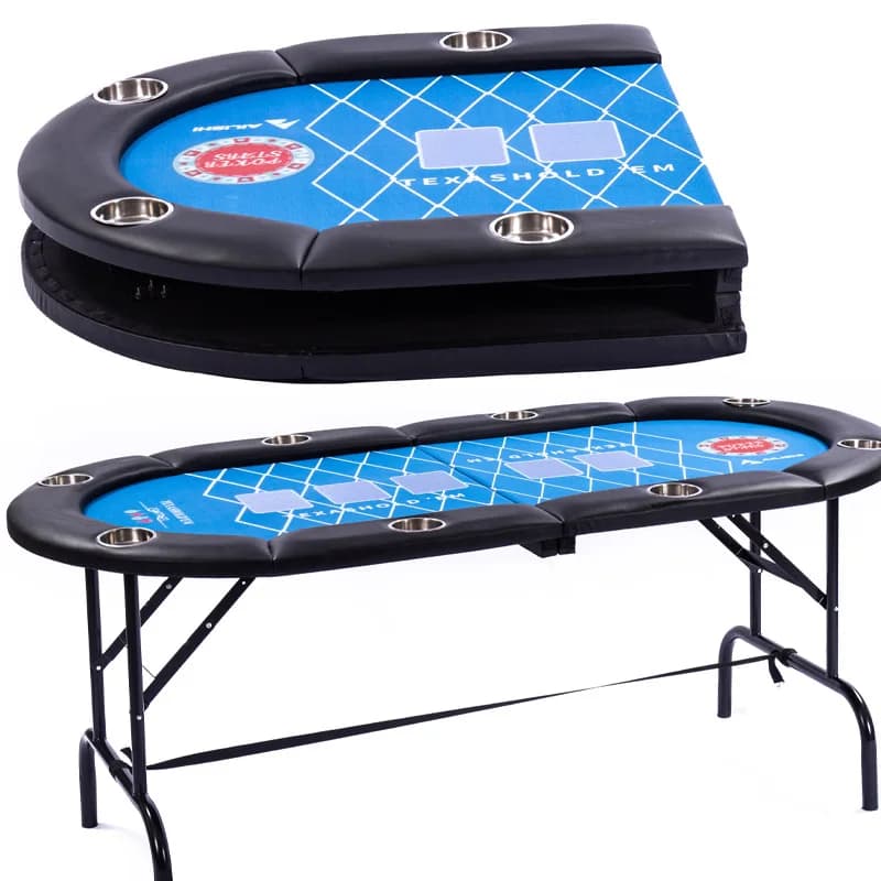 Tavolo da Poker con Piedi in Ferro Pieghevole, Facile da Riporre e Trasportare, per Giochi da Sala, Tavolo per Fiches, Intrattenimento