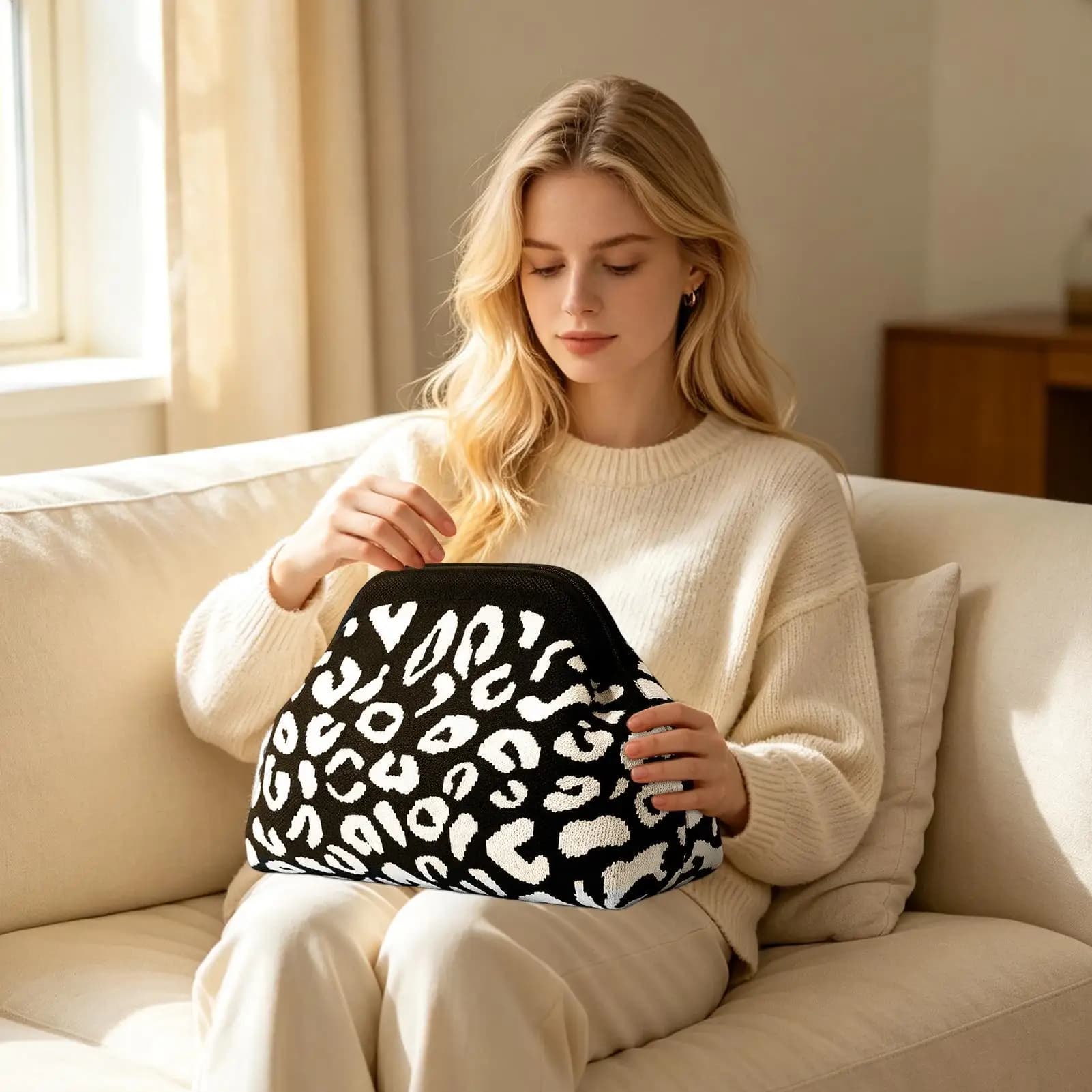 Mahjong Bag Hand-woven Aesthetic Coin Card Purse Magnetic Closure Mahjong Tile Case For Travel Home Party Game Wedding Vacation