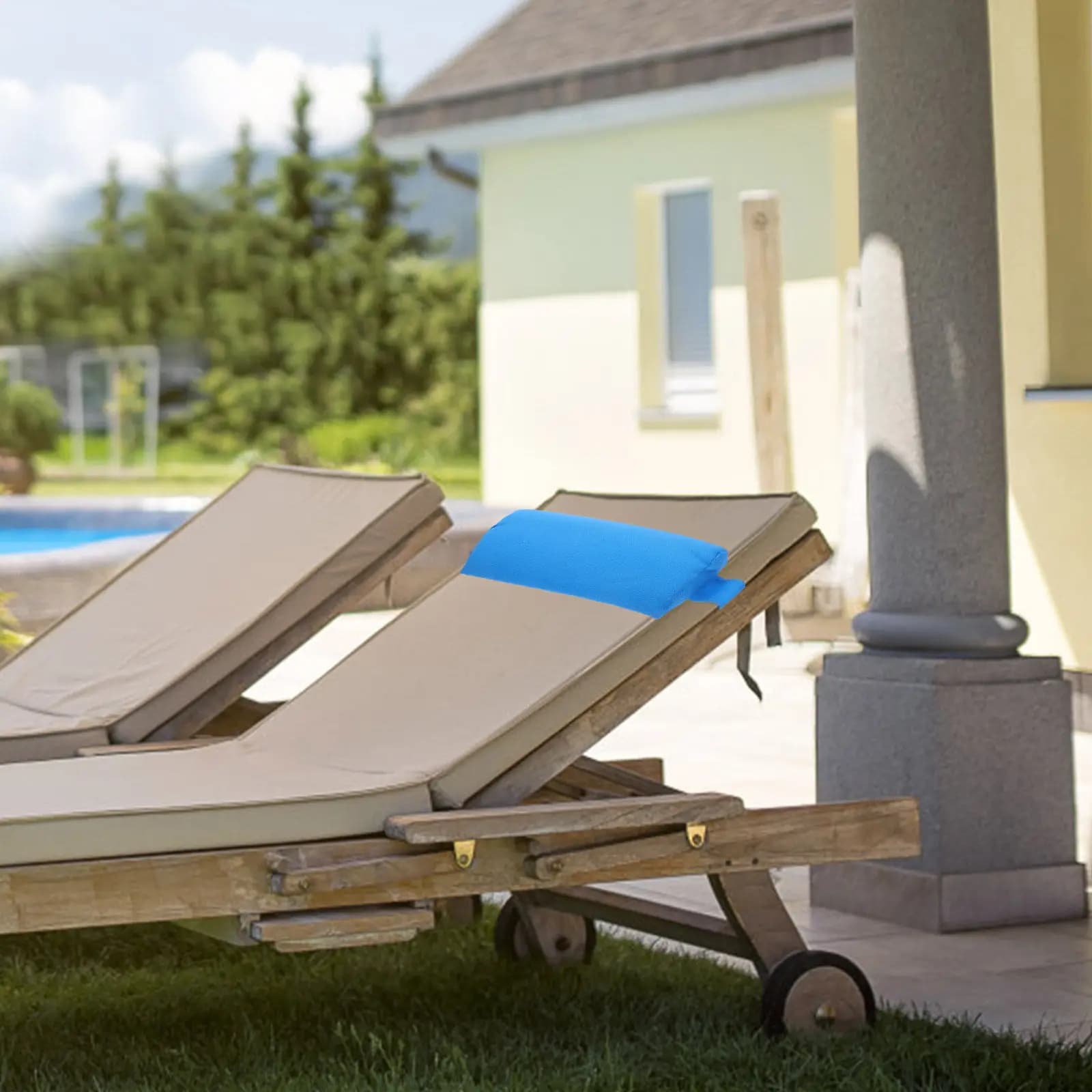Cuscino Poggiatesta per Sedia da Spiaggia, Impermeabile, Ergonomico, Supporto Lombare per Piscina, Chaise Longue, Auto, Ufficio, Esterni, Patio