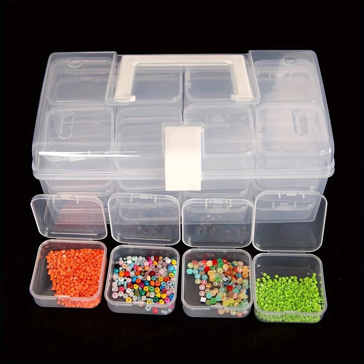 Scatola portaoggetti in plastica trasparente a 32 griglie contenitore multifunzionale per perline per Nail Art con pittura a diamante scatole portatili di grande capacità