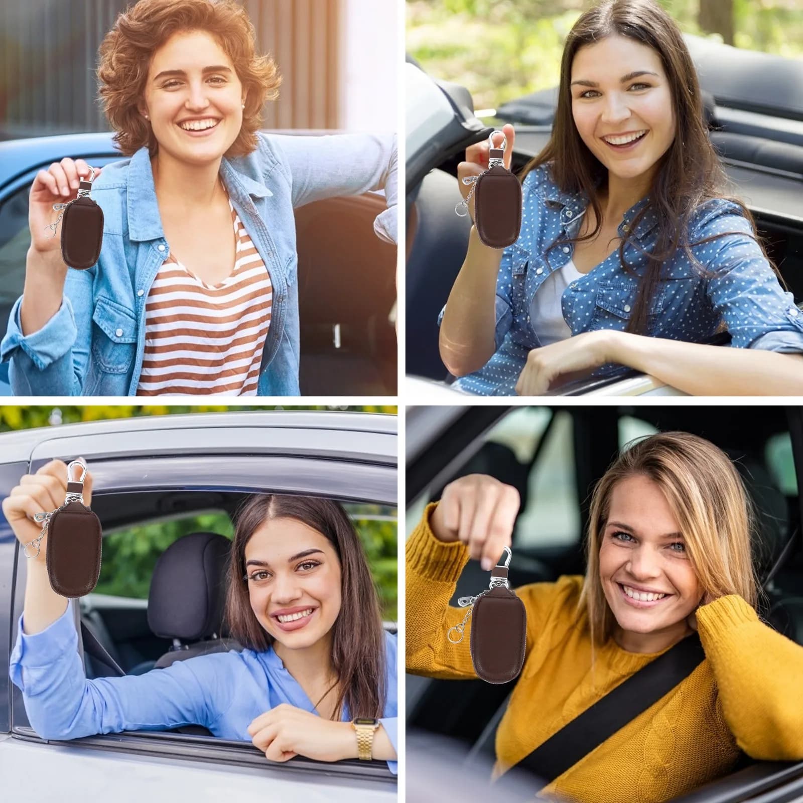 Custodia per chiavi auto in lega di zinco, piccola, leggera, con cerniera, portaoggetti portatile per chiavi veicolo