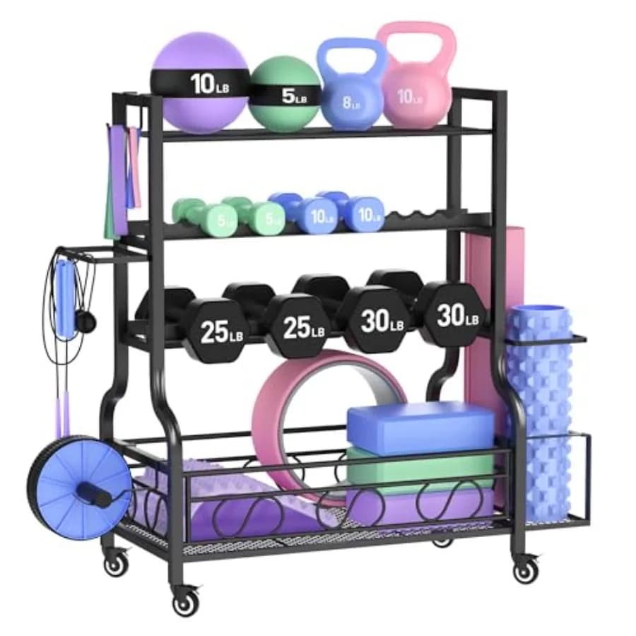 Porta manubri regolabile per palestra domestica, porta pesi per lo stoccaggio di manubri, kettlebell e tappetini yoga, adatto anche per negozi.