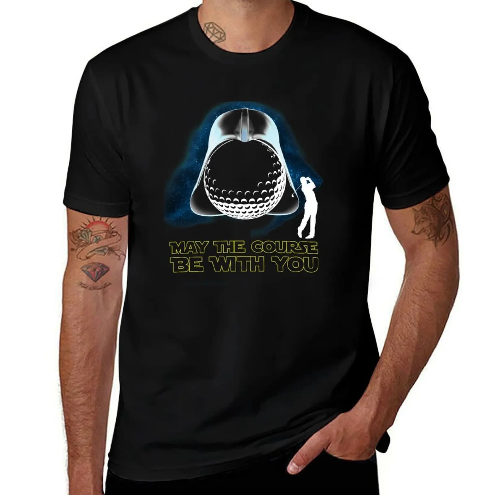 Maglietta da golf May The Course Be With You, taglia grande, non restringibile