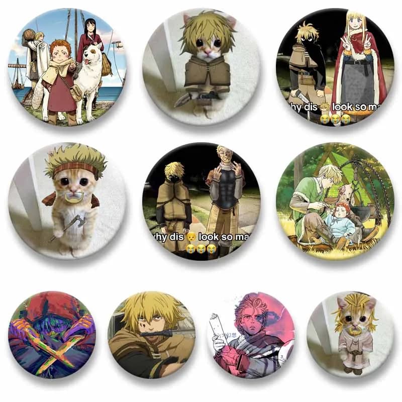 Spille smaltate Pop Manga V-Vinland S-Saga, spilla rotonda a tema cartone animato, distintivo da risvolto anime per zaini, vestiti, scarpe, gioielli, regali per amici