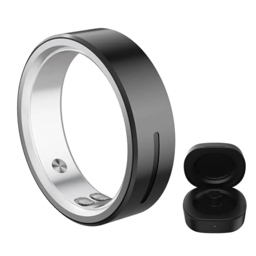 Anello Smart AI Ring Gen 1 per Monitoraggio Fitness, Sonno e Salute, in Acciaio Inossidabile Nero, con Promemoria a Vibrazione, Senza Costi APP, Batteria 4-7 Giorni