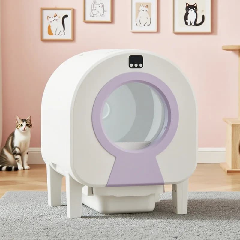 Stainless Steel Stylish Eel Automatic Self-Cleaning Waterproof Cat Litter Box APP Remote Control Large 74L Capacity Open