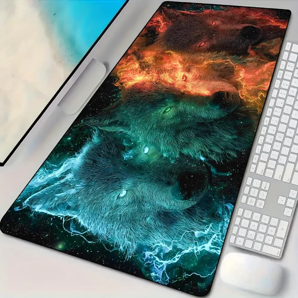 Mysterious Starry Wolf Mouse Pad Desk Mat Large Computer Office Carpet XXL Mousepad Gamer Gaming PC Accessories Keyboard Rug