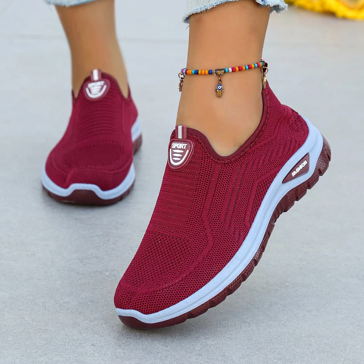 Women's Shoes Slip-on Sneakers in breathable flying fabric women's shoes 2025, women's sneakers. csale shoes with free shipping