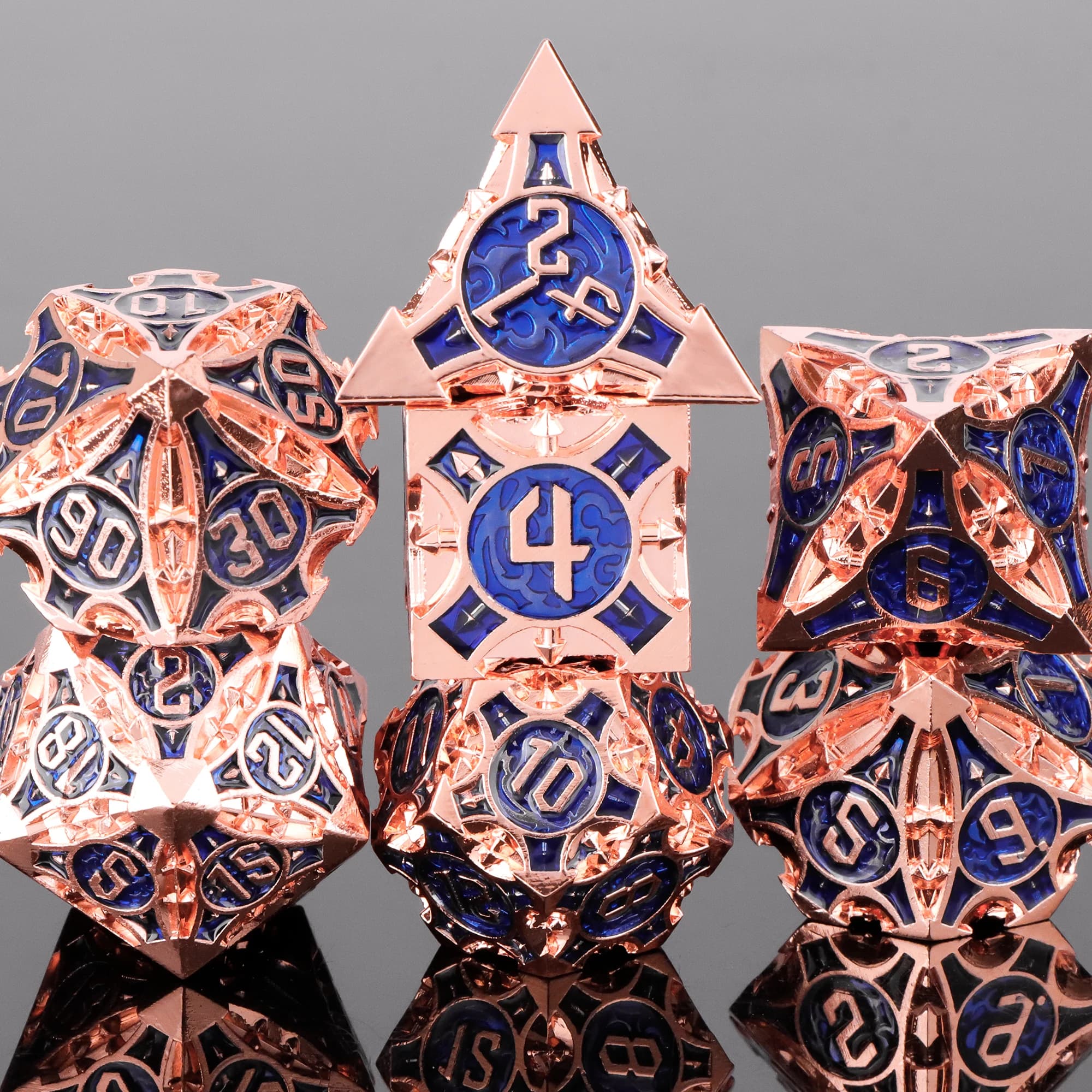 Set di Dadi in Metallo Blu per Dungeons and Dragons, Dadi Poliedrici per Giochi di Ruolo D&D