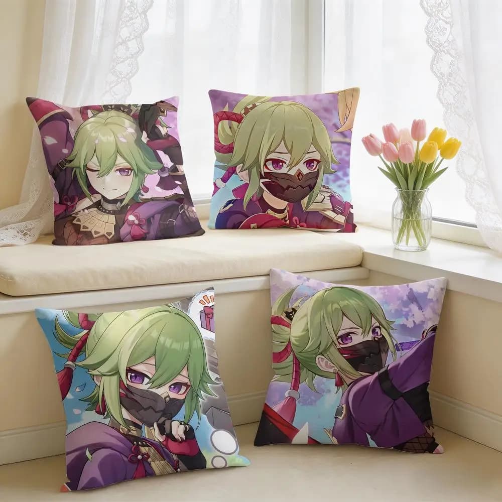 Kuki Shinobu Genshin Impact Cushion Cover Square Short Plush Pillow Case Living Room Sofa Home Decor Funda 40X40
