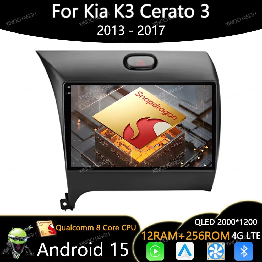 Android 15 Car Radio For Kia K3 Cerato 3 Forte 2013 - 2017 Multimedia Video Player Head Unit 4G LTE 5G WIFI GPS Carplay Auto BT