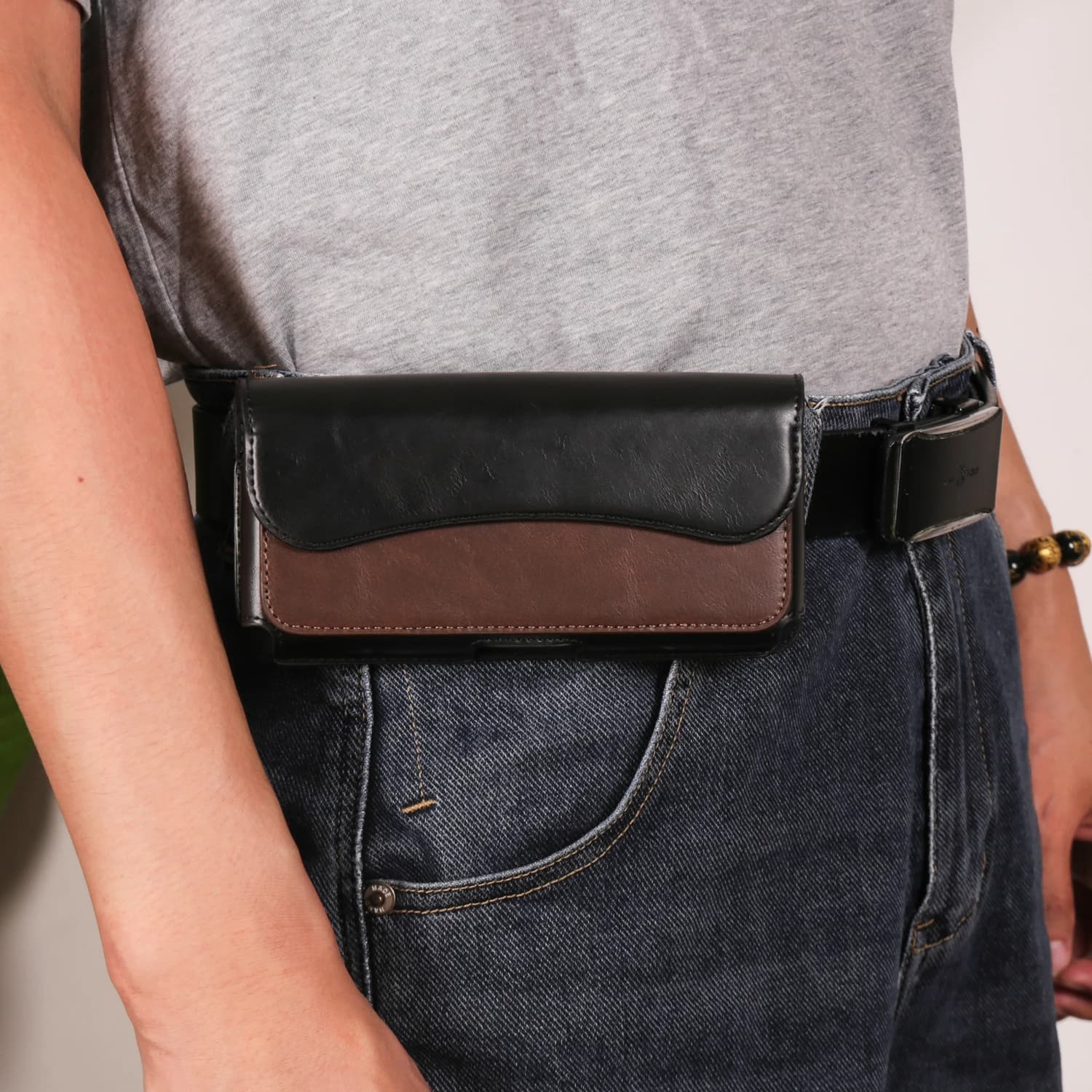 Leather Belt Clip Phone Case Men Waist Bag Holder For Samsung Galaxy S24 S23 Ultra S22 Plus S21 FE A15 A55 A54 A53 Holster Pouch