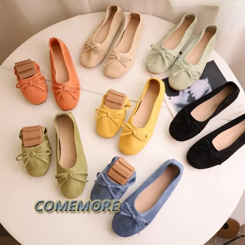 Punta tonda Casual Sneakers donna mocassini primavera estate moda Color caramella espadrillas tacco piatto nodo ballerine scarpe mocassino