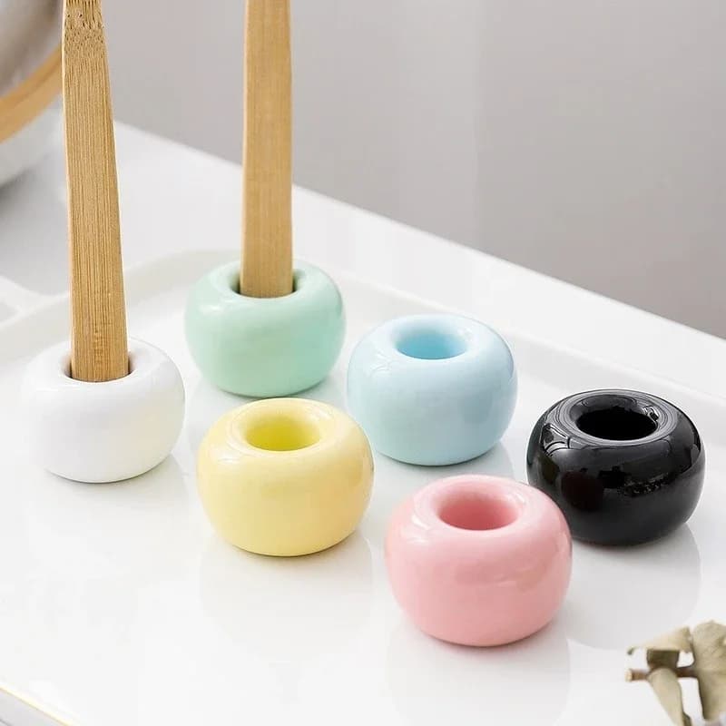 1PC Mini portaspazzolino in ceramica multicolore Base per spazzolino da ufficio per doccia da bagno multifunzionale per la casa
