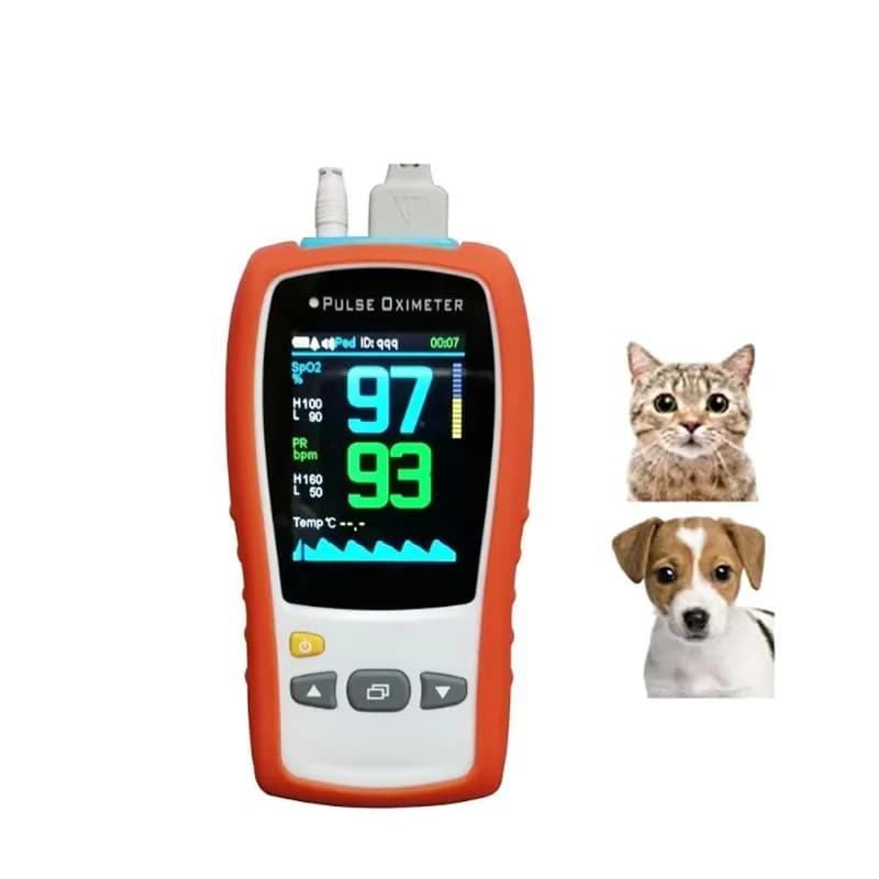 Portable Veterinary Oximeter for Domestic Animals Used to Measure Oxygen Saturation in Blood and Animal Polse Frequency Like Cats and Dogs