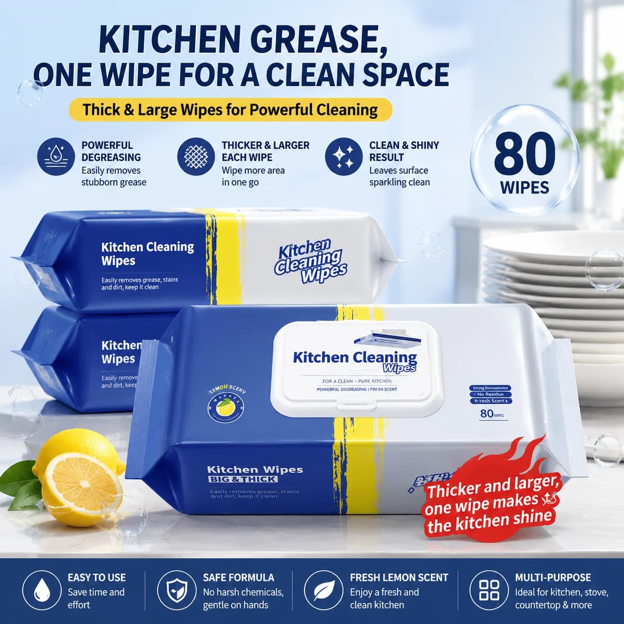Salviette per la pulizia del grasso da cucina, super sgrassanti, più grandi e spesse, utilizzate per la pulizia delle macchie, salviette specializzate per la rimozione dell'olio.