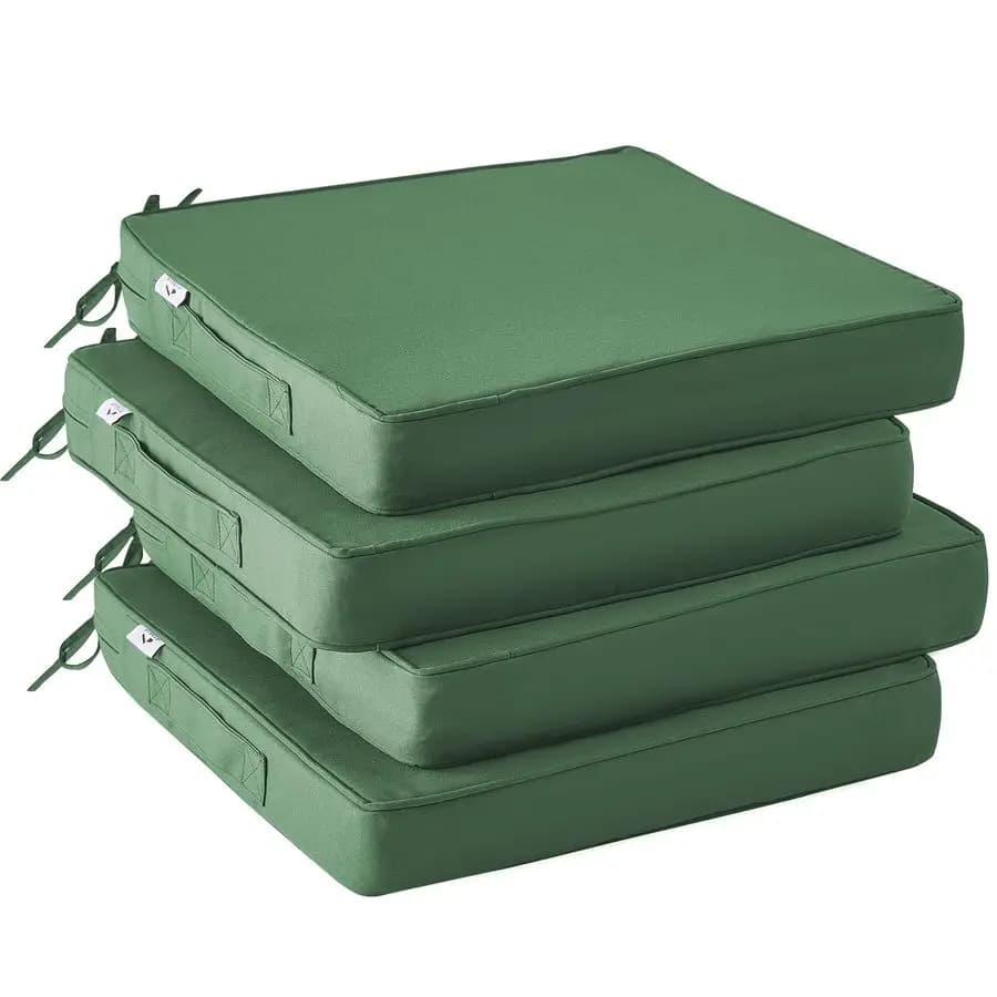 Set of 4 chair cushions, waterproof outdoor chairs cushions, patio chairs cushions with handle and laces, squares