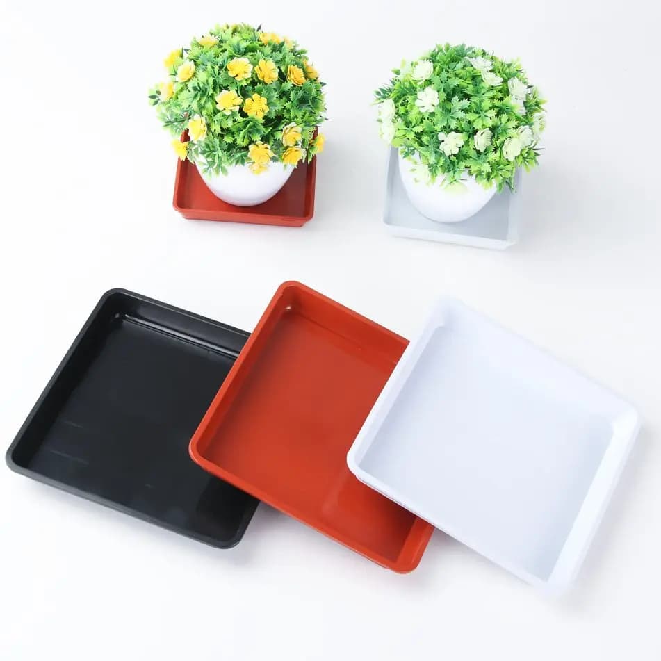 Square-shaped plastic plant trays for indoor and outdoor garden tray for succulent pots thickened for heavy duty 4/6/7/8/10 inches