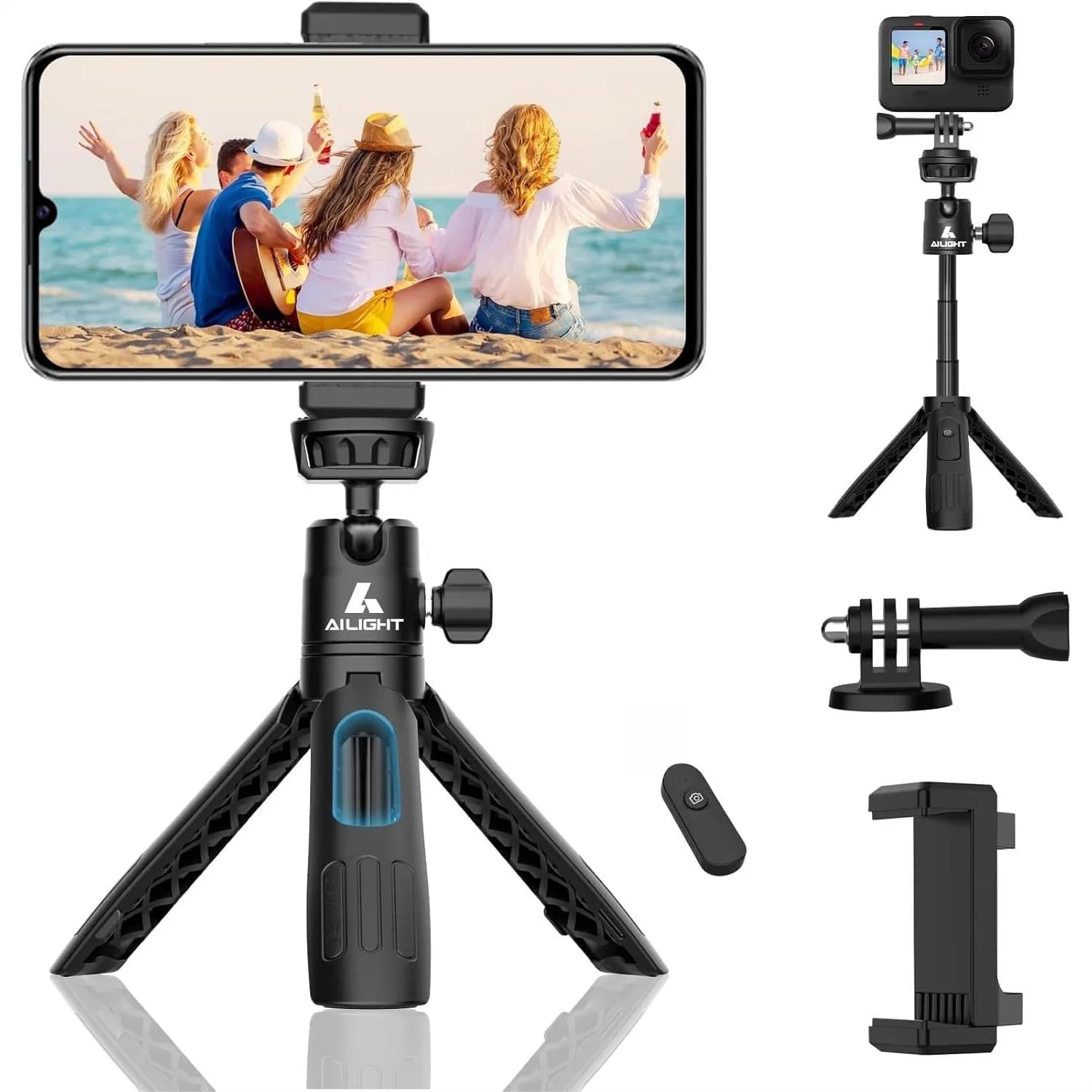 Mini treppiede da 11,2 pollici con telecomando wireless, 360° ° Supporto regolabile per telefono per vlogging in viaggio