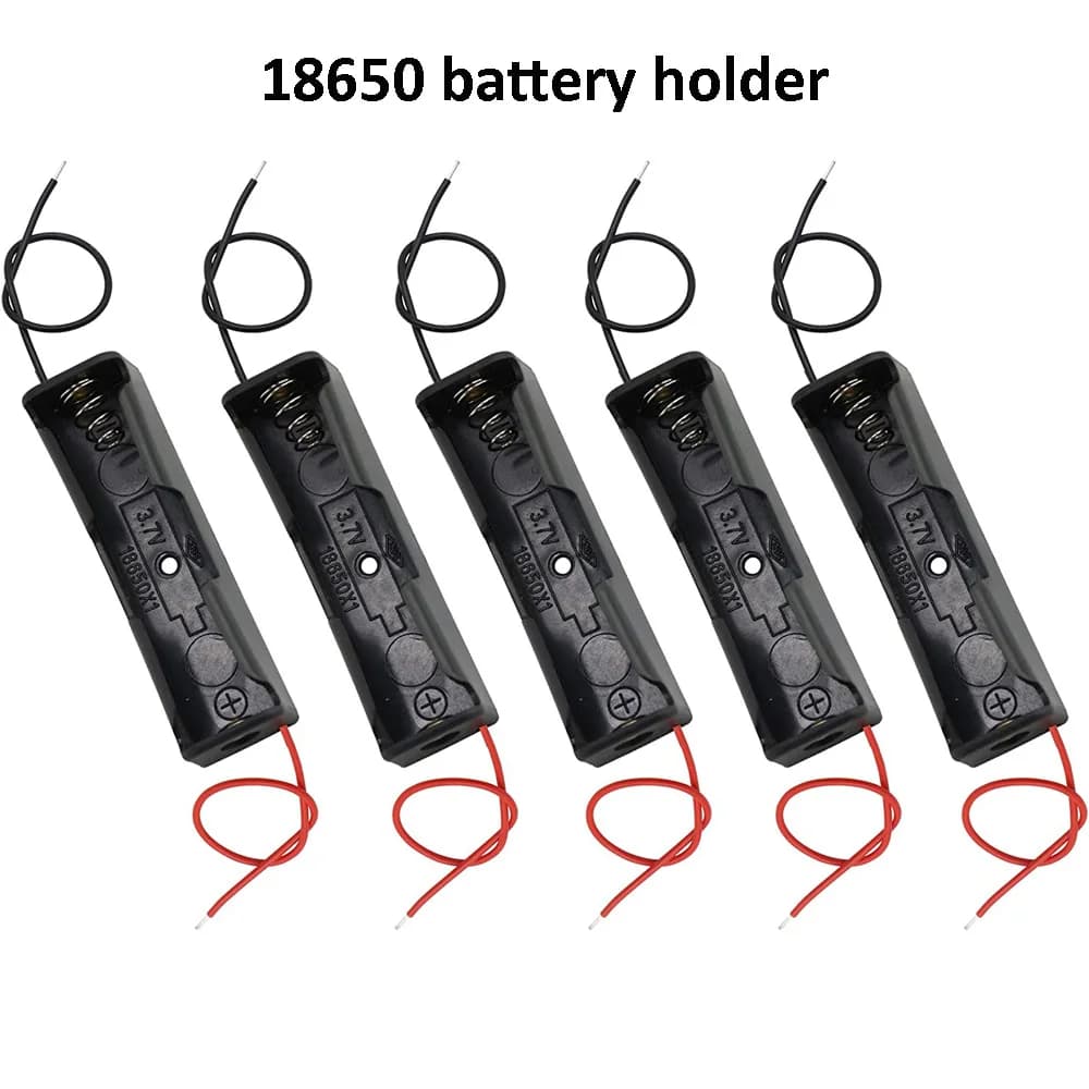 10PCS 18650 Custodie per batterie di potere 1 slot Porte Contenitore per batterie con cavo 1X 3.6V-4.2V 18650 Custodia per batteria con supporto per batteria