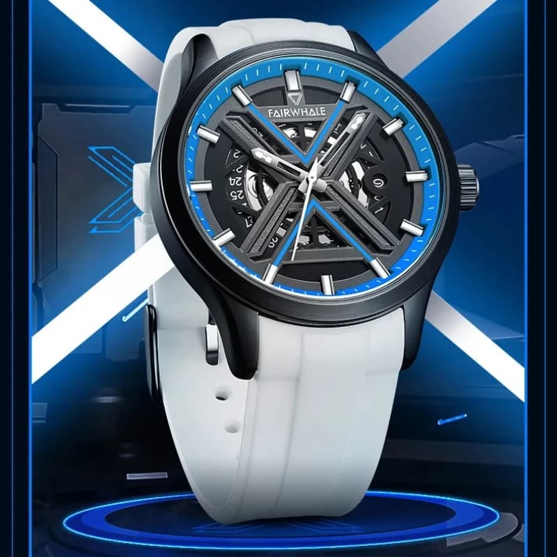 Orologio Meccanico Automatico da Uomo Mark Fairwhale 6190, Elegante con Data Automatica e Cinturino in Silicone, Reloj