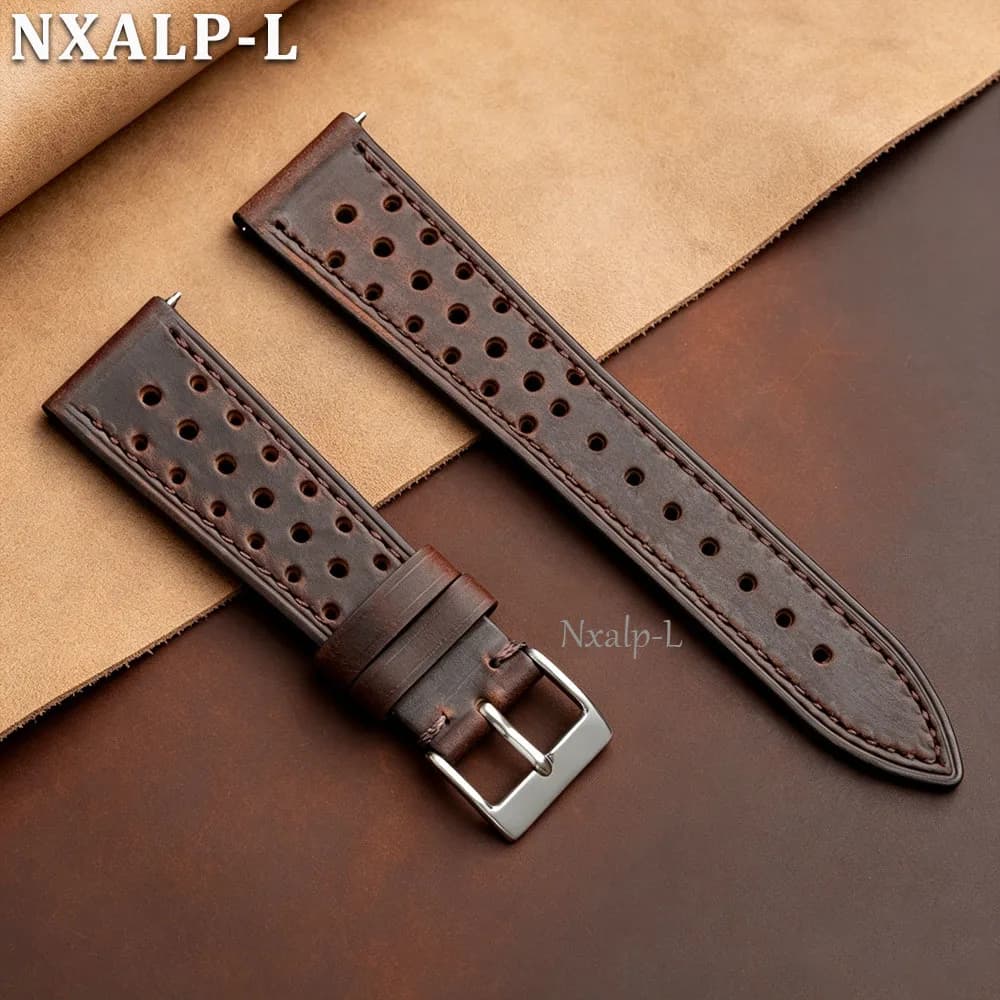 Cinturino Vintage in Pelle Bovina Traspirante 18mm 19mm 20mm 21mm 22mm 24mm per Orologi Omega, Seiko e Smartwatch con Sgancio Rapido