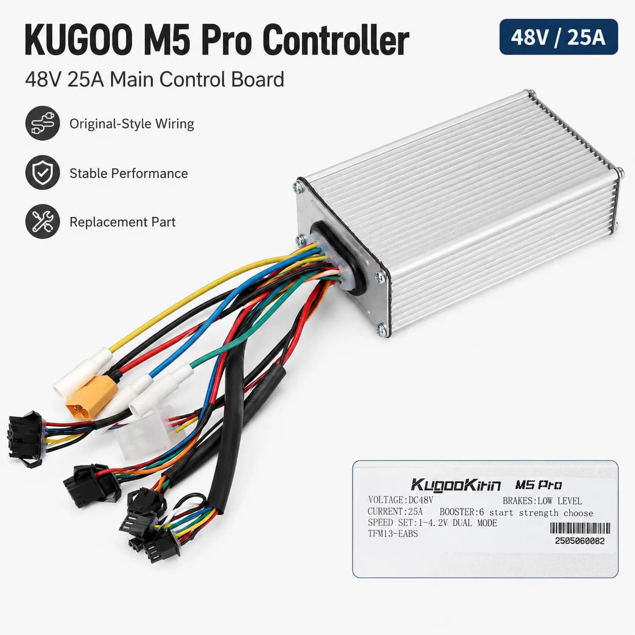48V 25A Main Controller for KUGOO M5 Pro Electric Scooter, Speed Control Board, Replacement Circuit Module Repair Part