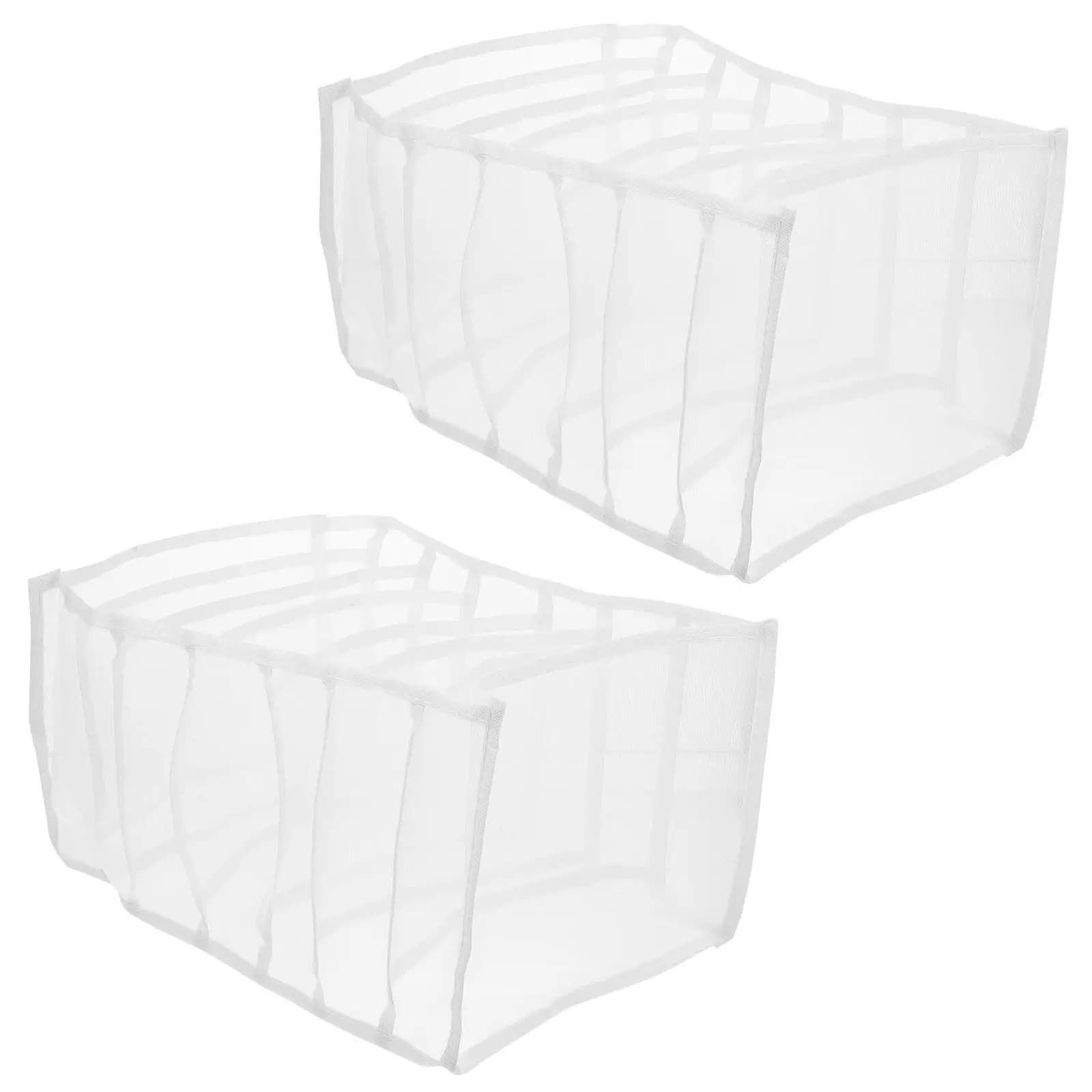 2Pcs Jeans Drawer Organizer Foldable 7-Grid Clothes Storage Organizer for Closet Wardrobe Socks Clothes Storage Space Saver