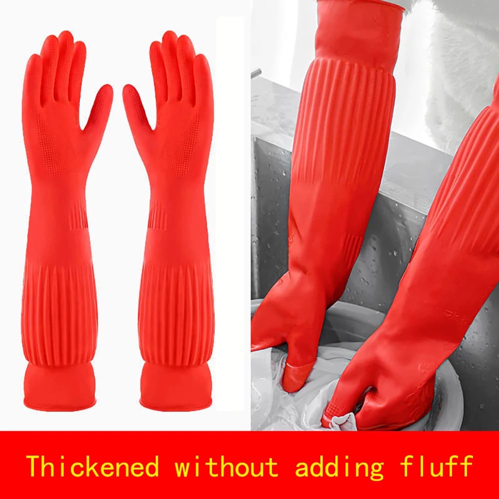 1 paio di guanti resistenti al freddo, guanti da cucina per lavastoviglie, in gomma, lattice, per uso domestico, ispessenti, allungabili, per lavanderia
