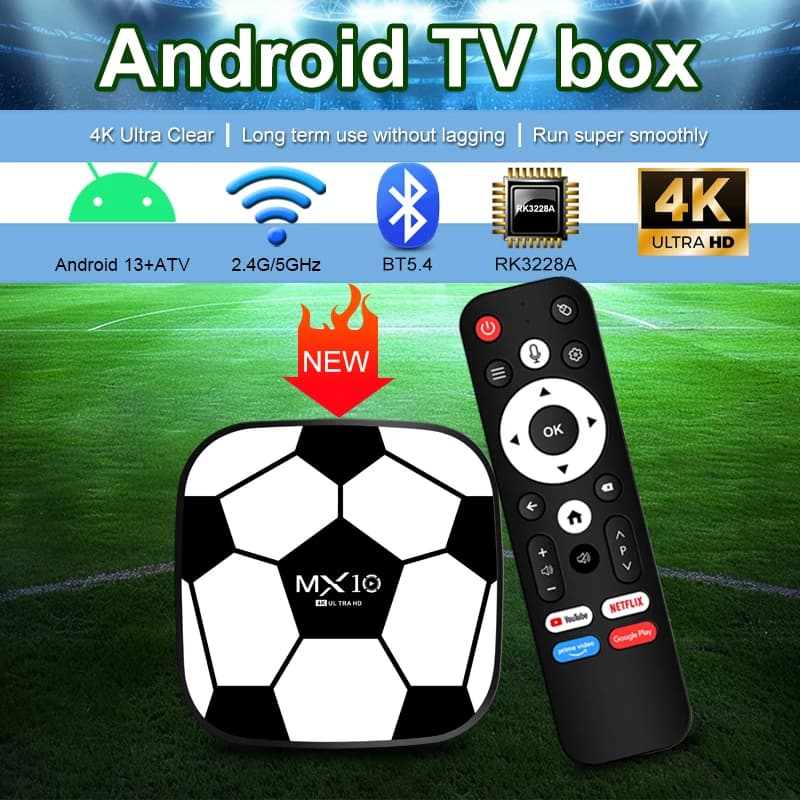 Box TV Android 13 4K Allwinner RK3228A Quad-Core MX10 Z3 2160P 1GB RAM 8GB ROM WiFi6 BT5.4 Lettore Multimediale di Rete