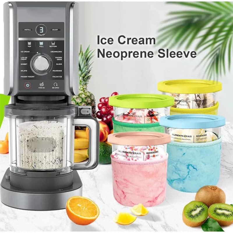 16oz/24oz Ice Cream Cup Sleeve Coffee Cup Sleeve Non Slip Hands Not Freeze Suitable For Ninja Series Ice Cream Maker Containers