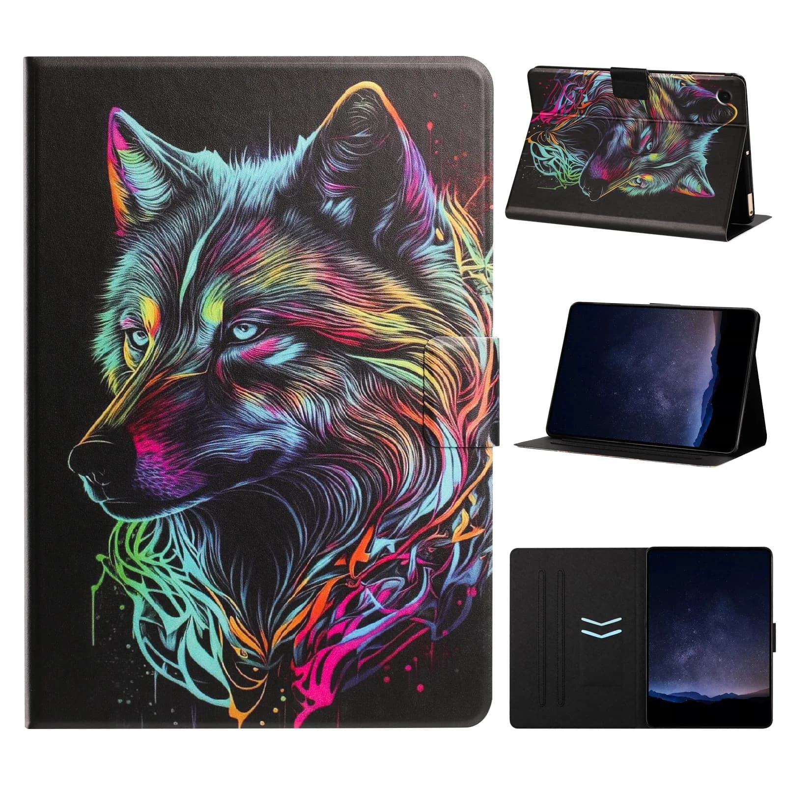 Custodia per Tablet Samsung Galaxy Tab A11+ / Tab A9+ in Pelle con Supporto e Slot per Carte, Motivo Litchi, Chiusura Magnetica a Flip, Protezione Completa