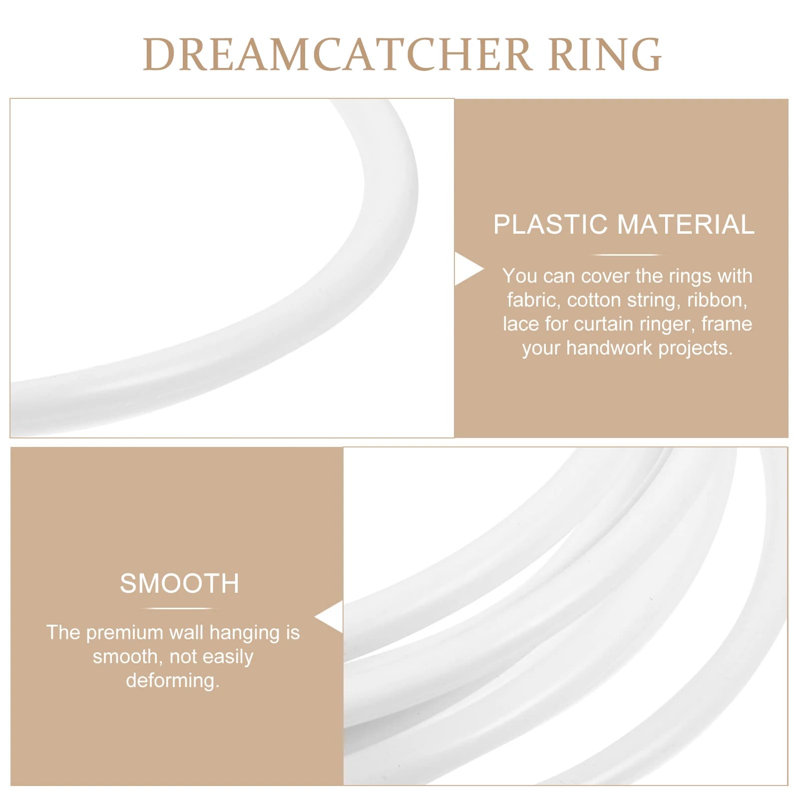 20Pcs Plastic Dreamcatcher Circles 13Cm White Craft Hoops for DIY Mandala Wall Decor Thong Wrapped Craft Kits