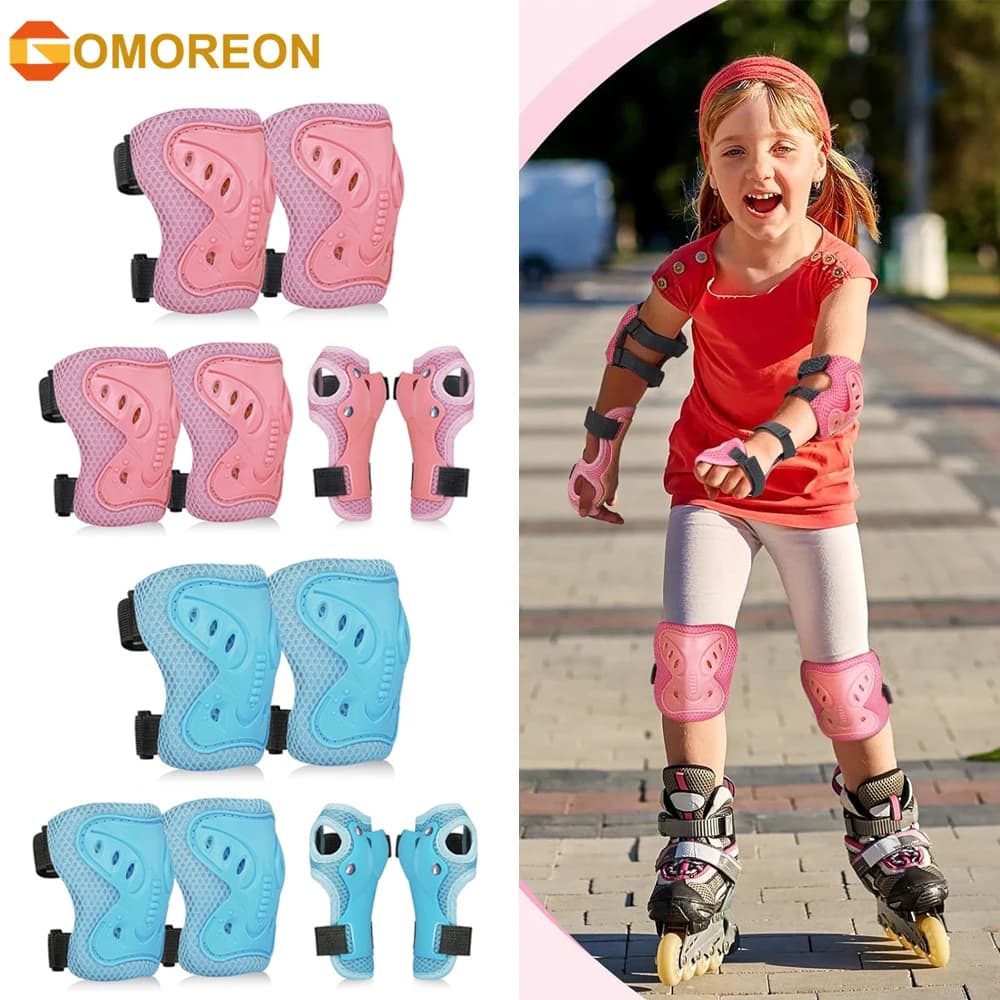 Set di Protezioni per Bambini 3-10 Anni: Ginocchiere, Gomitiere e Protezioni per Polsi per Pattini a Rotelle, Ciclismo, Skateboard e Pattinaggio in Linea