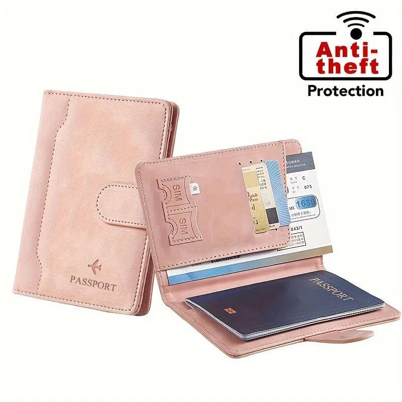 Porta Passaporto per Accessori da Viaggio, Custodia con Blocco RFID e Chiusura Magnetica per Donna e Uomo