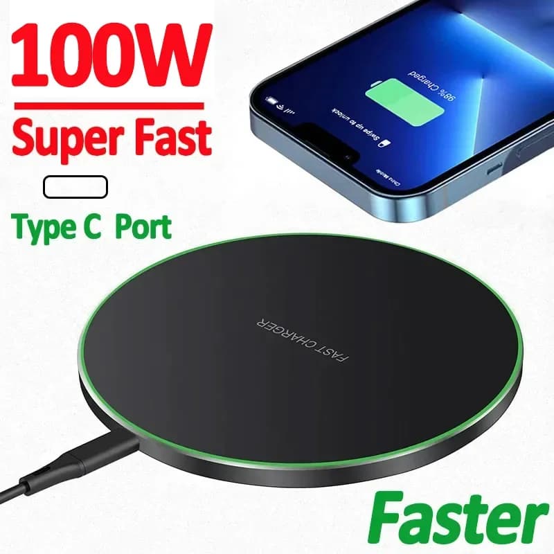 100 W Quick Wireless Charger Pad for iPhone 15 14 13 12 X Pro Max 8 Wireless Charger Charger for Samsung Galaxy S23 Xiaomi Wireless Charger Station