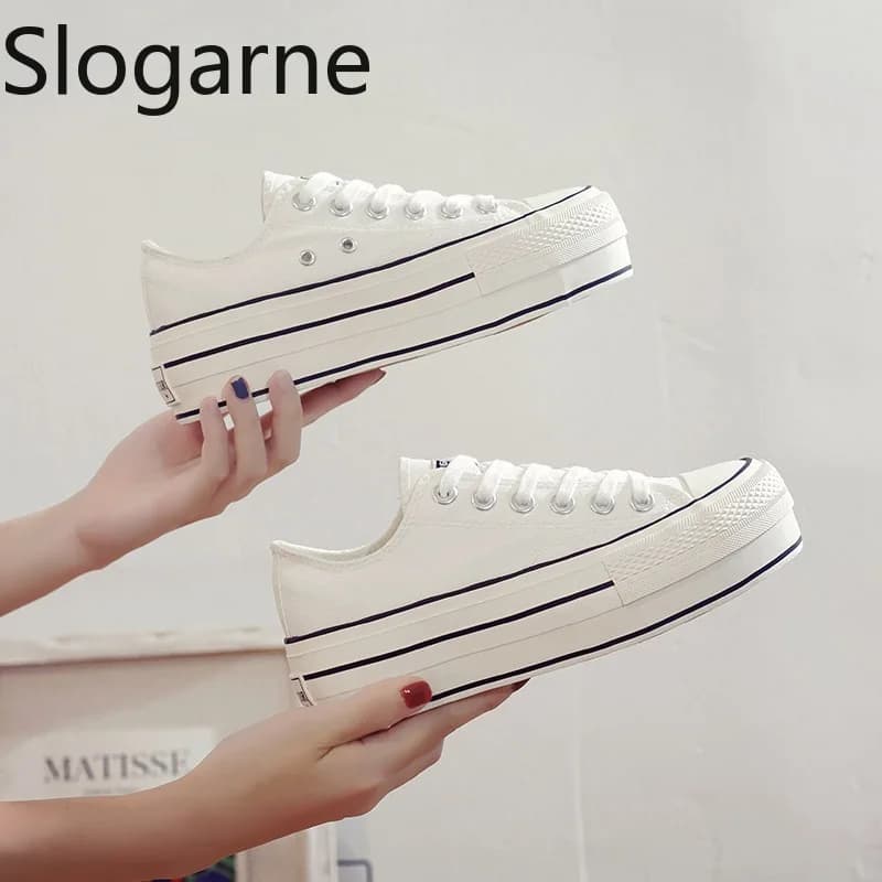 Nuove Scarpe Casual da Donna con Suola Alta in Tela, Sneakers con Rialzo Interno Invisibile, Scarpe Sportive Casual con Plateau per Ragazze