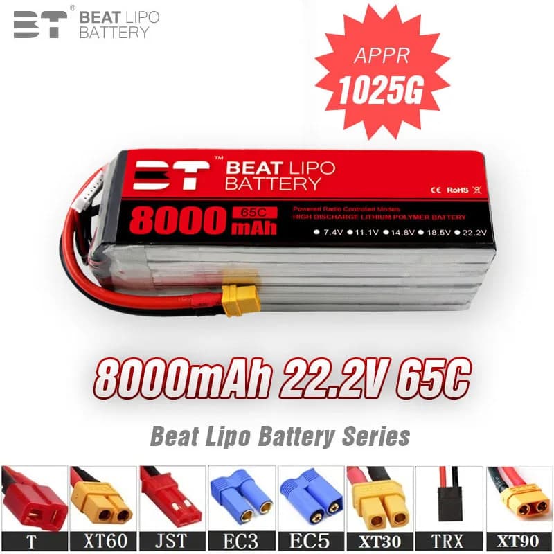 Nuova batteria LiPo 22.2V 8000mAh 65C per elicottero Quadcopter RC FPV Racing Drone pezzi di ricambio 6s batteria ricaricabile