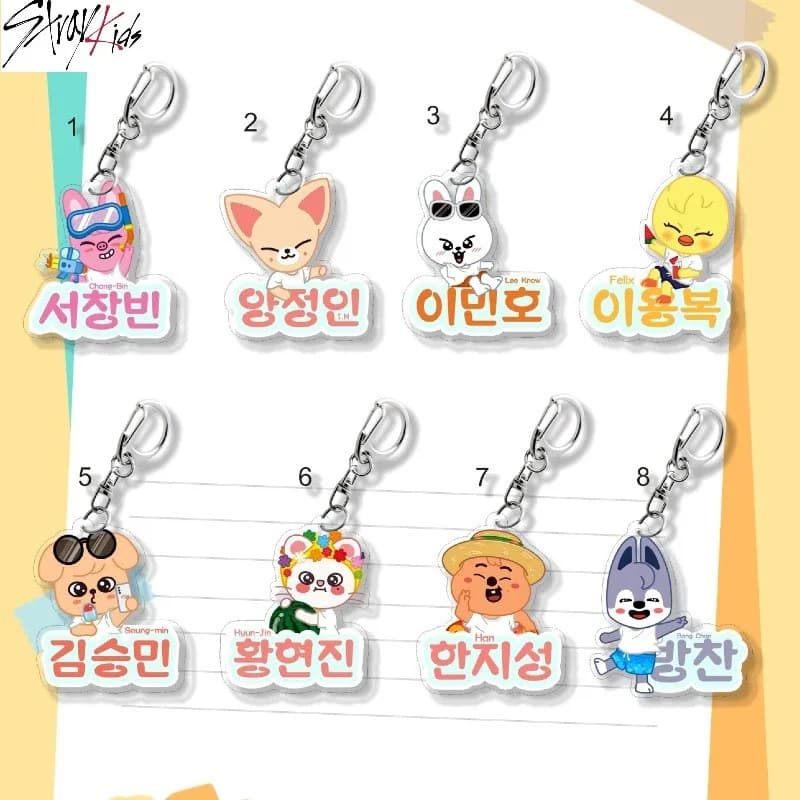New Kpop Stray Kids DO IT cartoon figurine acrylic keychain pendant,Hyunjin,SKZOO EVERYWHERE ALL AROUND THE WORLD,POP-UP STORE