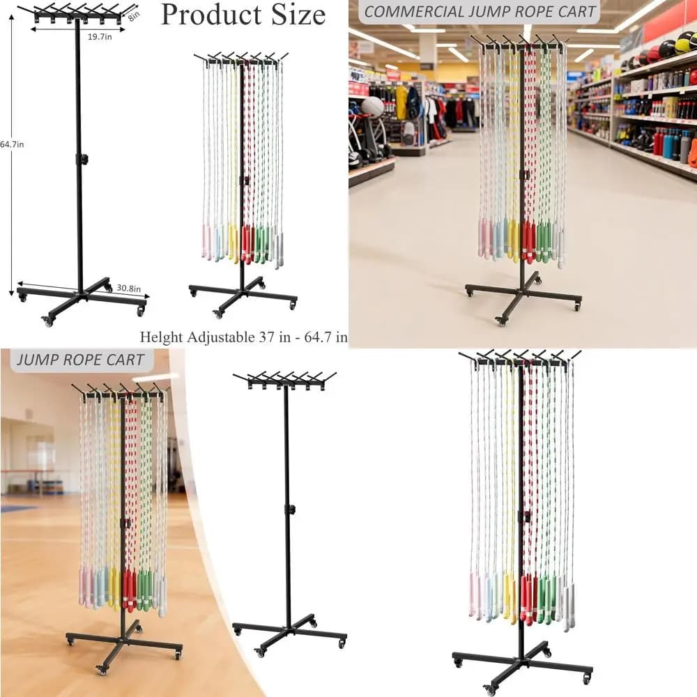 Metal Salt Cords Door, Cord Door Trolley with Wheels, Height Adjustable Support, PE Stand for Interior Storage