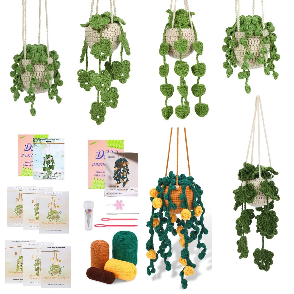 MIUSIE Crochet Kit for Beginners Crochet Starter Kit for Vase Plants Suspended with Step-by-step video tutorial Complete Crochet Kit